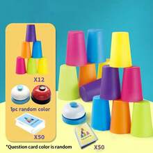 Tecforood Quick Stacking Cups Set Interactive Battle Stacking Cups Desktop Game Logic Training, Focus And Reaction Speed, Cognitive Ability Training Toy Portable Group Party Game Suitable For Teens And Adults Family Gathering Team Building Christmas Gift - Multicolor - View 9
