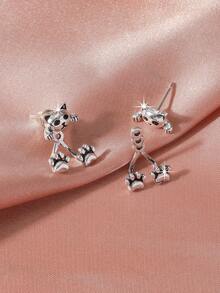 1 Pasang Anting-Anting Mini Desain Kucing Baru yang Bisa Dipakai Dua, Aksesori Lucu, Hadiah untuk Sahabat Terbaik - Anting-anting kucing - View 2