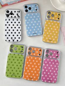 Fashionable Minimalist Polka Dot Solid Color Glossy Phone Case Suitable For IPhone 17 ProMax, 17 Pro, 17, 16 ProMax, 15, 14 Pro Max, Candy Color Lens Protection Back Cover - Black Dots On White - View 6