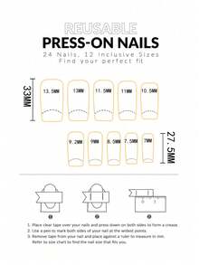 24片装ABS材质按压式美甲，长棺材形，红色樱桃豹纹图案，3D立体浮雕，女士美甲 - 彩色 - 查看 5