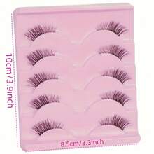 LIMEIKAI 5 Pairs Transparent Base False Eyelashes, Natural Look, Suitable For Party And Club - Pink - View 3