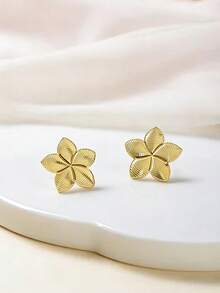 1 Đôi bông tai hình hoa 5 cánh bằng thép không gỉ 304, thích hợp cho tiệc tùng, tiệc chiêu đãi, du lịch, đám cưới, kỳ nghỉ, đeo hàng ngày, quà tặng Ngày của Mẹ. - Vàng - Xem 5