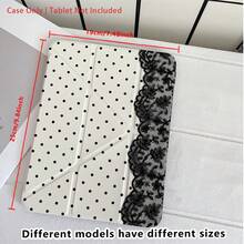 Ốp máy tính bảng kiểu Y2K viền ren chấm bi đen có khe cắm bút cảm ứng, hỗ trợ tự động tắt/mở màn hình, chân đế đa góc, tương thích với iPad Pro 11", Air 11"/13" M3, 11" A16, 10.9" thế hệ thứ 10, 9.7"/10.2", Galaxy S9/S7/S10+, Galaxy Tab S6 Lite 10.1". - Nhiều màu - Xem 9
