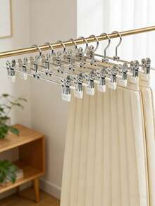 10 piezas Perchas de metal para adultos con agarres antideslizantes y abrazaderas ajustables para pantalones, jeans, faldas y vestidos. Solución de almacenamiento y organización de armario que ahorra espacio. Perchas de acero inoxidable de alta resistencia - Negro - Ver 11