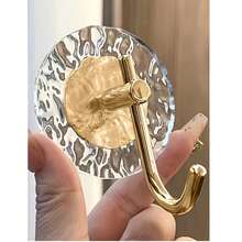 1/4pcs Wall Mounted Acrylic Self-Adhesive Hooks, Heavy Duty Strong Adhesion, Waterproof, Gold Color, For Bathroom Kitchen Wardrobe Door Back Hanging Clothes Organizer Storage Solutions (3.35 Inches) - View 6