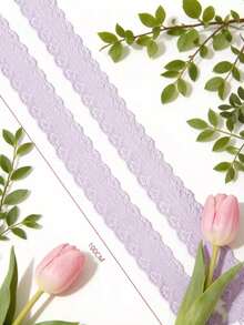 1 Pair 100cm Lace Shoelaces, Ballet Style - Cute Accessory Suitable For Young People - Lavender Silk Lace Decorated Shoelaces, Fit For Oxford Shoes - Lilac Purple - View 3