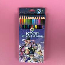 Bộ 12 bút chì màu chủ đề nhóm nhạc nữ K-Pop, bút chì vẽ theo chủ đề anime sống động dành cho thanh thiếu niên và người hâm mộ K-Pop, thích hợp để phác thảo, tô màu, viết nhật ký và các dự án nghệ thuật, mực gốc dầu, khô nhanh. - Những cô gái thợ săn quỷ - Xem 5