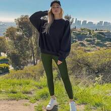 YOLIX Workout Leggings For Women - High Waisted Yoga Pants Tummy Control Compression For Running - Army Green - View 3