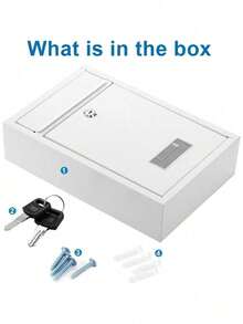 Mailbox With Key Lock, Steel Cover Metal Dropbox For Envelope, Letter, Home, Office Business, White - 1 - View 6
