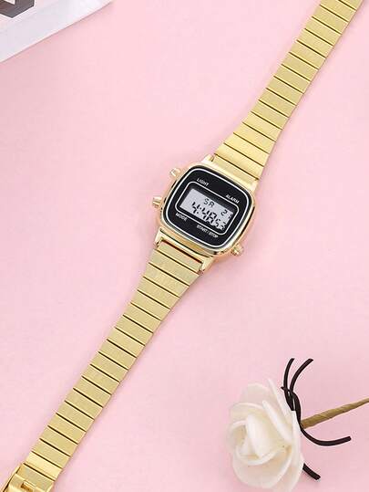 Mini Square Electronic Watch, Daily Gift For Teenage Girls, Stainless Steel Strap