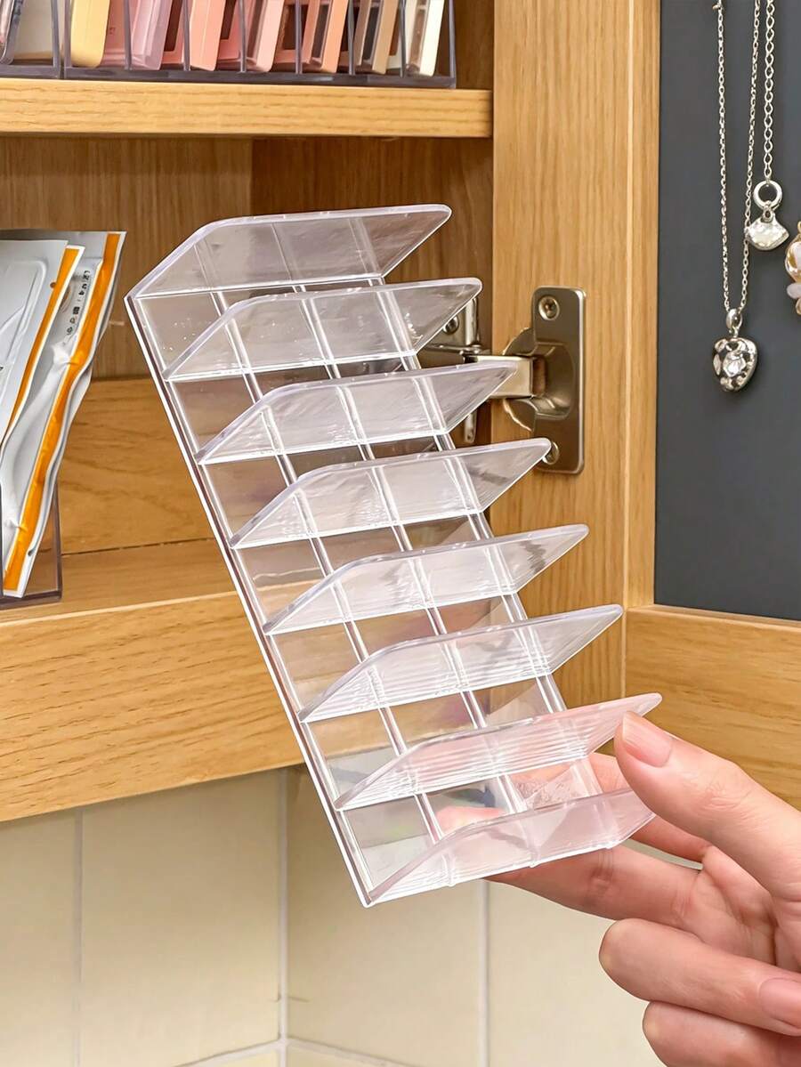 1/2pcs Makeup Palette Storage Box With 7 Compartments For Eyeshadow Palettes, Dressing Table Vanity Organizer Tray, Makeup Organizer, Cosmetics Display Stand, Desktop & Drawer Organizer, Clear Plastic