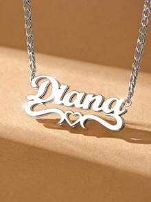 1pc 18k Gold Stainless Steel Necklace Accessory, 45+5cm Name Necklace, Double Plated Name Necklace, Custom 3D Name Plate Necklace, Gold Nameplate Necklace, Heart Hollow Necklace With Exquisite Box, Her,Customized Fashion Engraved,Look Glamour,Jewelry & Watches,Chic Autumn,Custom Name Stainless Steel Necklace, Personalized Nameplate - 新型號 - 1 - 查看 3
