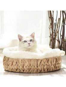 Winter Cat Bed, Cat Mat, Pet Nest, Woven Cat Warm Nest - Brown - View 1