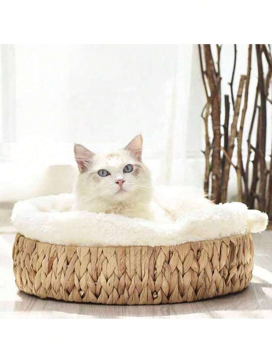 Winter Cat Bed, Cat Mat, Pet Nest, Woven Cat Warm Nest - Brown - View 1