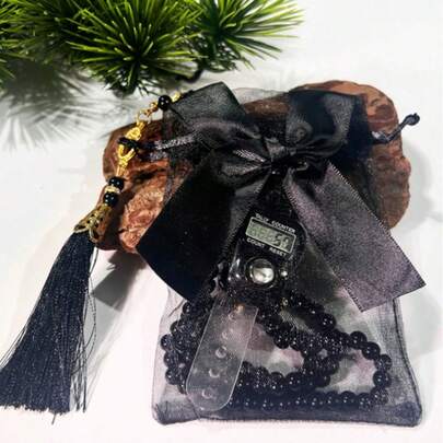 Rosario electrónico multifuncional para el dedo, viene con una elegante bolsa de malla con lazo, disponible en varios colores, ampliamente aplicable (oración diaria, eventos de negocios, actividades de fitness, regalos festivos, etc.)