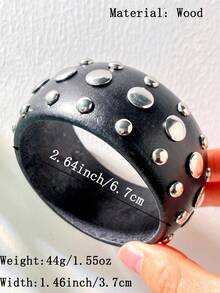 1 pieza Brazalete abierto de estilo punk gótico con cierre de presión y adorno de cruz de strass - Multicolor A - Ver 7