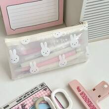 MIFFY 1个可爱萌萌的米菲兔笔袋 PVC印花文具袋 时尚学生透明笔袋 防水收纳袋 - 彩色 - 查看 4