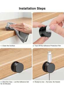 3/6pcs 360° Rotating Spring Cable Clips, Strong Adhesive Wire Management Desktop Accessories, Adjustable Tidy Cable Organizer For Bedside, Kitchen, Office, RV - Multiple Styles - View 9