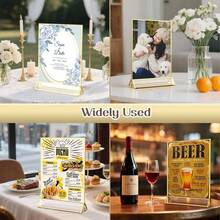3pcs 5x7 Inch Acrylic Sign Holder, With Silver Frame And Vertical Stand, Double-Sided Table Menu Display Frame, Suitable For Wedding Table Numbers, Restaurant Signs, Photo And Art Exhibition - T-gold - View 12