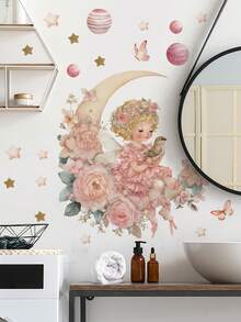 Watercolor Fairy Tale Moon Elf Ballet Girl Wall Sticker Self-Adhesive Removable Butterfly Star Moon Elf Sticker Girl Princess Style Sticker Girl Room Dance Classroom Wall Soft Decoration - Wall Stickers - View 3