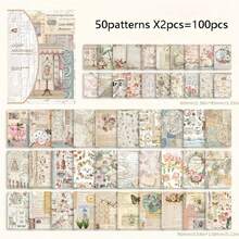 100pcs/Pack Vintage Floral & Plant Background Scrapbooking Paper, DIY Craft Material - Past Stories Series - View 11