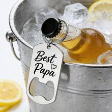 Móc khóa mở nắp chai bia bằng thép không gỉ khắc chữ theo yêu cầu - Quà tặng tự làm, thích hợp cho Ngày của Cha. - Dụng cụ mở chai bằng bạc - Xem 3