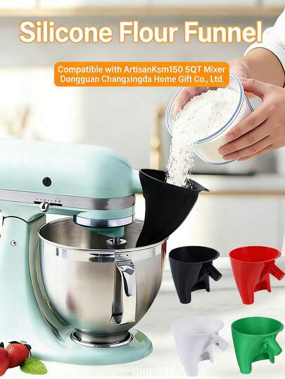 1 pieza Embudo de silicona para harina de cocina, accesorio de embudo para batidora de repostería