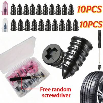 20pcs/Set Emergency Tire Repair Glue Nails, 10pcs Large & 10pcs Small Size, Suitable For Cars, Motorcycles, Bicycles, Portable Emergency Repair Tool