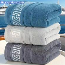 Luxury Thickened Soft Absorbent Bath Towel With Grey White Black Geometric Pattern, Quick-Drying Rectangular Design For SPA, Gym, Shower, Swimming And Daily Body Care, Unisex For Adults Men And Women - Mixed Colors - View 3