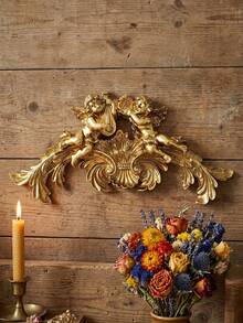 1 bức tượng thiên thần chơi nhạc cụ kiểu châu Âu cổ điển, trang trí treo tường, chất liệu nhựa resin mạ vàng/bạc, thích hợp trang trí tường nhà, khách sạn, đám cưới, tiệc tùng và làm đạo cụ chụp ảnh. - Nhiều màu - Xem 5