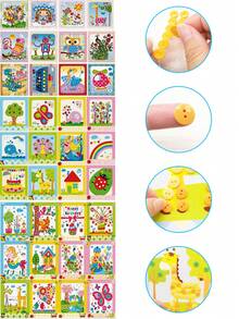 8pcs Handmade Button Art Craft, Creative DIY Collage Toy Set, Cartoon Button Collage Painting, Suitable For Children Handmade Birthday Gift - Multicolor - View 2