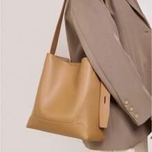 2026 New Solid Color Bucket Bag For Women, Large Capacity For Commuting, Single Shoulder Crossbody Bag, Bucket Shape, Versatile - Black - View 2