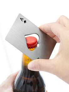 Dụng cụ mở nắp chai hình thẻ tín dụng bằng thép không gỉ, kiểu dáng poker. - Bạc - Xem 2