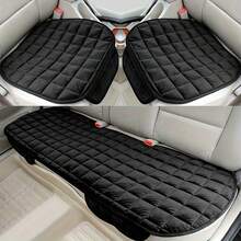 TAIMASI Luxury Plush Checkered Car Seat Cover Set, 3-Piece – Thick, Warm & Comfortable – Fits Sedan, SUV, And Truck – Premium Automotive Accessory, Fathers Day Gift - 黑色 - 查看 18