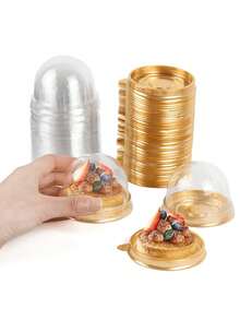 50 hộp đựng bánh ngọt hình tròn dày dặn có nắp và đáy, khay đựng bánh tráng miệng, hộp đựng bánh tráng miệng đơn trong suốt. - Nhiều màu - Xem 3