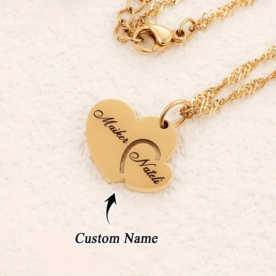 1 chiếc mặt dây chuyền hình chữ U đôi tinh tế, khắc laser tên tiếng Anh, làm bằng thép không gỉ 304L, có thể điều chỉnh độ dài, dây chuyền đôi bằng thép không gỉ hình ngôi sao sóng nước, quà tặng cá nhân hóa, quà tặng cho người yêu, quà tặng cho mẹ, quà tặng ngày Valentine, quà tặng kỷ niệm, quà tặng gia đình, quà tặng bạn bè. - Nhiều màu - Xem 1