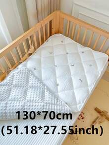 1 pieza Colchoneta y sábana ajustable acolchada con diamantes para bebé, colchón de cuna de bebé de 2 en 1 grueso para otoño/invierno, colchoneta de cuna de bebé con bordado de estrella y oso luna, decoración de guardería - Multicolor - Ver 18