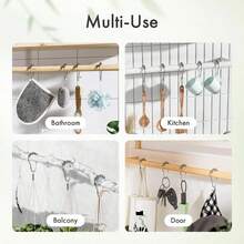 Rust-Proof Stainless Steel Shower Curtain Hooks, Bathroom Window Curtain Hooks, Curtain Hanging Accessories, Home Bathroom Decor, Autumn Decor, Bathroom Supplies, Back To School Essentials, Apartment Must-Haves, Dorm Room Necessities, Home Essentials - Silver - View 4