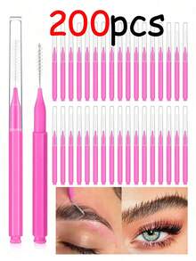 200pcs Micro Eyebrow Brushes With Caps For Eyebrow Shaping, Lashes, Eyebrow Filling, Tinting, Grooming, Eyebrow Brush And Eyeshadow Brush - Multicolor - View 8
