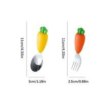 Bộ đồ ăn dặm cho bé bằng silicon hình củ cà rốt in logo tùy chỉnh, thìa ăn dặm bằng thép không gỉ, thiết kế hình củ cà rốt dễ thương, chống bỏng, chống trượt, chịu nhiệt, dễ vệ sinh, món quà tuyệt vời, đồ dùng cần thiết cho năm học mới, dụng cụ ăn uống bền bỉ. - Nhiều màu - Xem 9