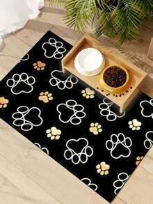 1pc, Adorable Paw Print Design Pet Dining Mat, Quickly Dries, Resistant To Stains And Dust, Cat And Dog Feeding Mat, Easy To Clean Pet Bowl Mat, Dog Floor Mat, Pet Four-Season Mat, Dog Cage Mat, Pet Cage Liner, For Floor Protection. - Multicolor - View 15