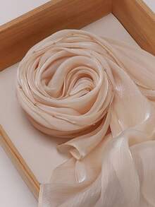 Khăn trùm đầu Hijab bằng vải organza bóng mượt, nhẹ, thoáng khí, trang trí chuỗi hạt cườm thanh lịch, phù hợp cho mặc hàng ngày, kín đáo, dự tiệc, đi biển và nghỉ lễ. - Nhiều màu - Xem 17
