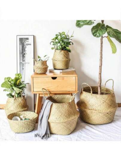 Paniers de rangement en rotin tressés à la main, jardinières pliables, paniers à linge, jardinières ovales pour la maison et le jardin, décoration d'intérieur