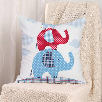 1个可爱大象图案枕套（不含枕芯），柔软舒适，适用于客厅和卧室，拉链装饰枕套，是送给家人和朋友的绝佳礼物。