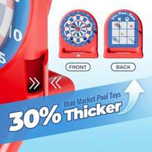 Fun Pool Floating Water Toys Inflatable Tic-Tac-Toe Dart Board Game Swimming Pool Floats Beach Outdoor Play Summer Birthday Gift 3 4 5 6 7 8 9 10 12 Yrs Boy Girl Teen Adult Family-Red - Red - View 2