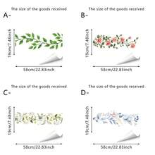 1/4 Set Floral Leaf Wall Border Stickers, Waterproof Self-Adhesive Removable Decorative Stickers For Kitchen, Bathroom, Living Room Baseboards, Home Decor DIY Wall Mural - Green Leafy Flowers - View 2