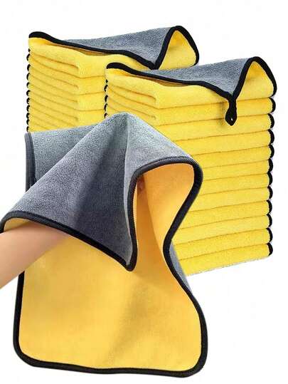 1条高密度珊瑚绒洗车巾，双面加厚吸水汽车清洁布，玻璃擦拭布，不掉毛，适用于汽车修理店、酒店、餐厅、清洁用品、家居用品、家用清洁产品、超细纤维毛巾、汽车配件、清洁用品
