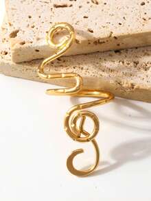 1pc Random Curved Copper Minimalist Adjustable Toe Ring, Suitable For Any Occasion And Holiday Wear - Gold - View 3