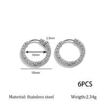 1Pc/6Pcs 304 Stainless Steel Textured Hoop Earrings, Gold & Silver Huggie Hoops For Jewelry Wear - earrings - View 7