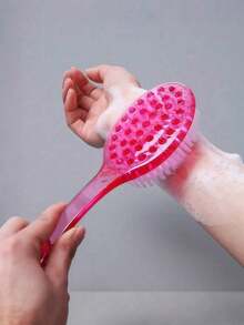 1pc Extra Long Handle Exfoliating Brush, For Back Scrubbing (14. 37 Inches), Shower Scrub Brush, Soft Bristles, Non-Slip Handle, Suitable For Hard-To-Reach Areas, Feet And Shoulders, Spa, Elderly Care And Bathing Accessories, Essential For Home Bathroom (Light Blue, Summer Fresh) - 1 紅色 - 查看 10